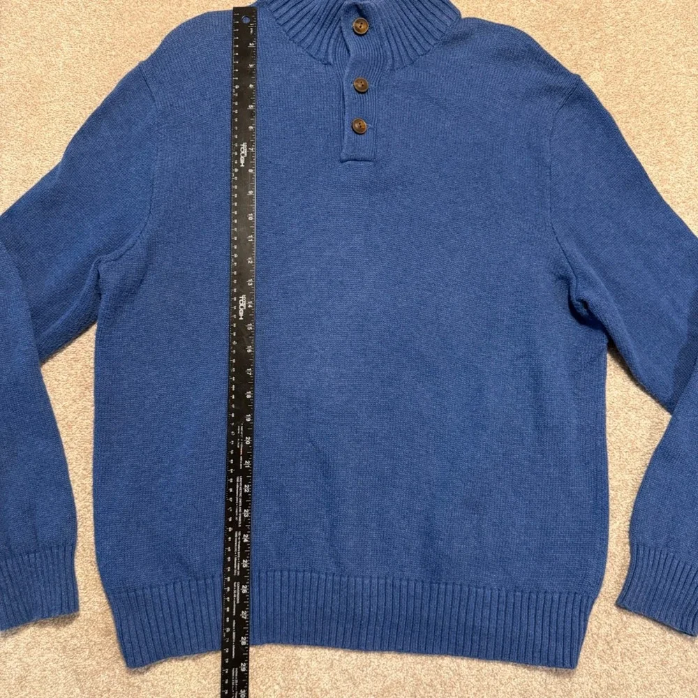 Polo Ralph Lauren Sweater Mens Xl Mock Neck Blue Button‎ Pullover Knit Cotton